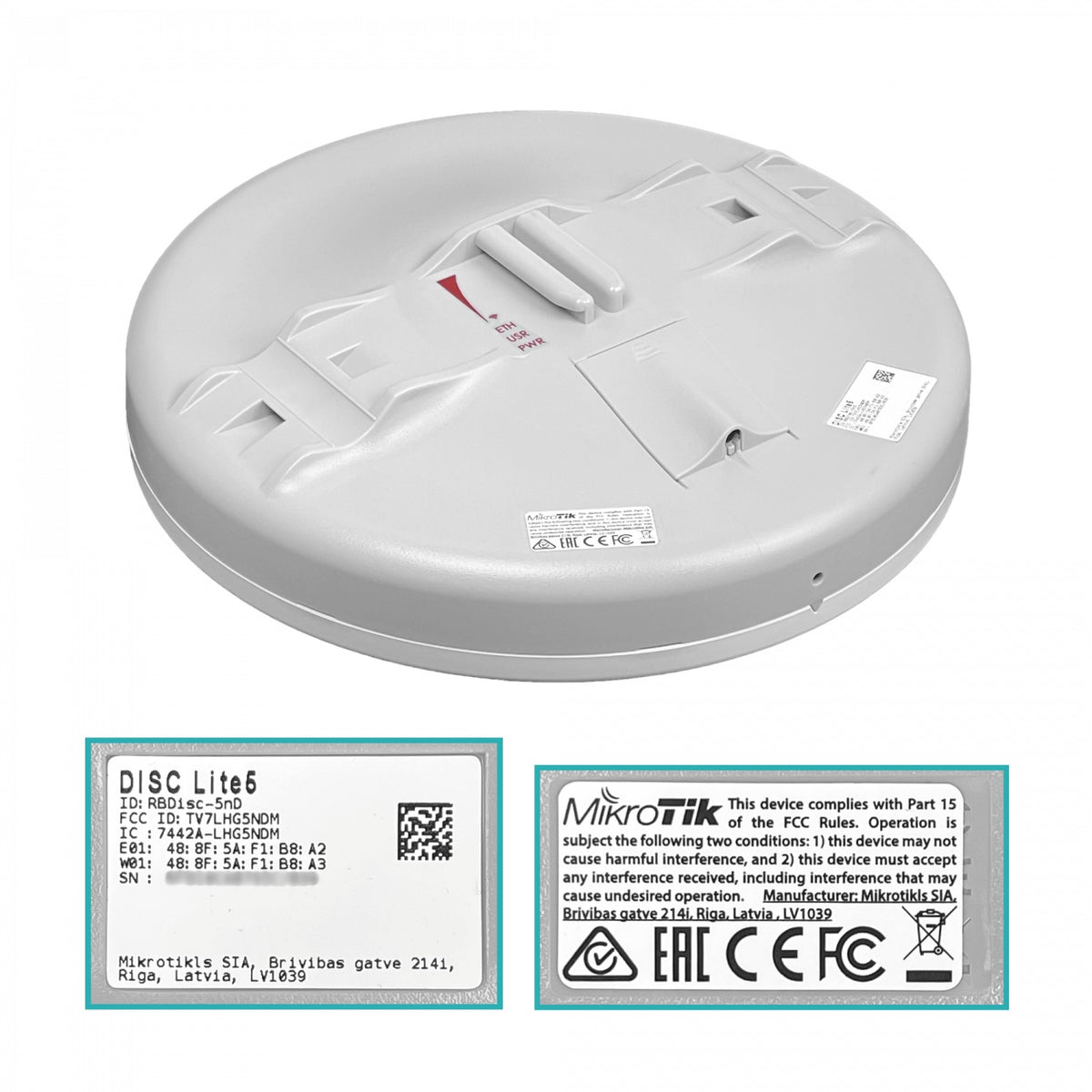 DISC-LITE5 MIKROTIK 5GHz 265mm L3 21dBi 25dBm 64mb 600MHz 1-100-PoE 5150-5875MHz