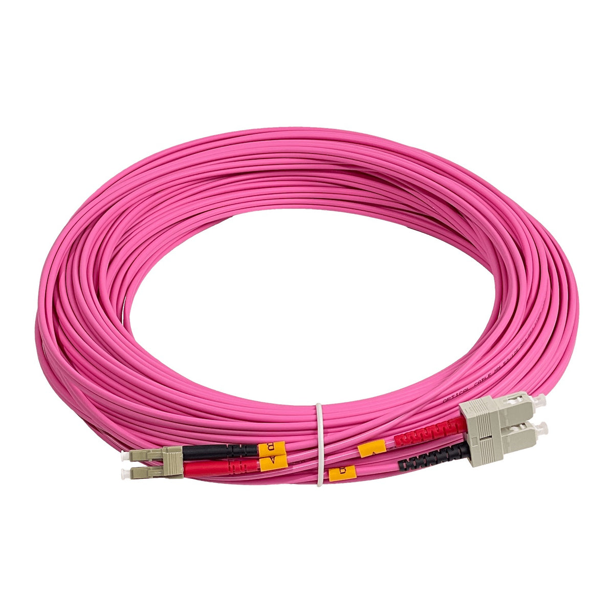 JF4LC25. Latiguillo de fibra óptica dúplex multimodo OM4 de 25 m, conectores LC-SC, cubierta LSZH, cable de 3,0 mm, núcleo 50/125 µm
