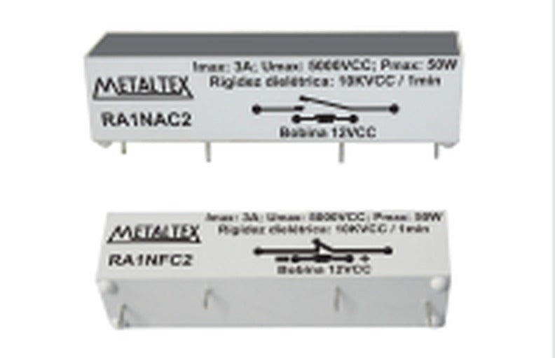 Relé Reed Alta Tensión, 1 contacto NA, bobina 12VCC, 24VCC capacidad 3A, potencia 50W, tensión conmutación 5.000VCC, rigidez dieléctrica 10KVCC - 12VDC