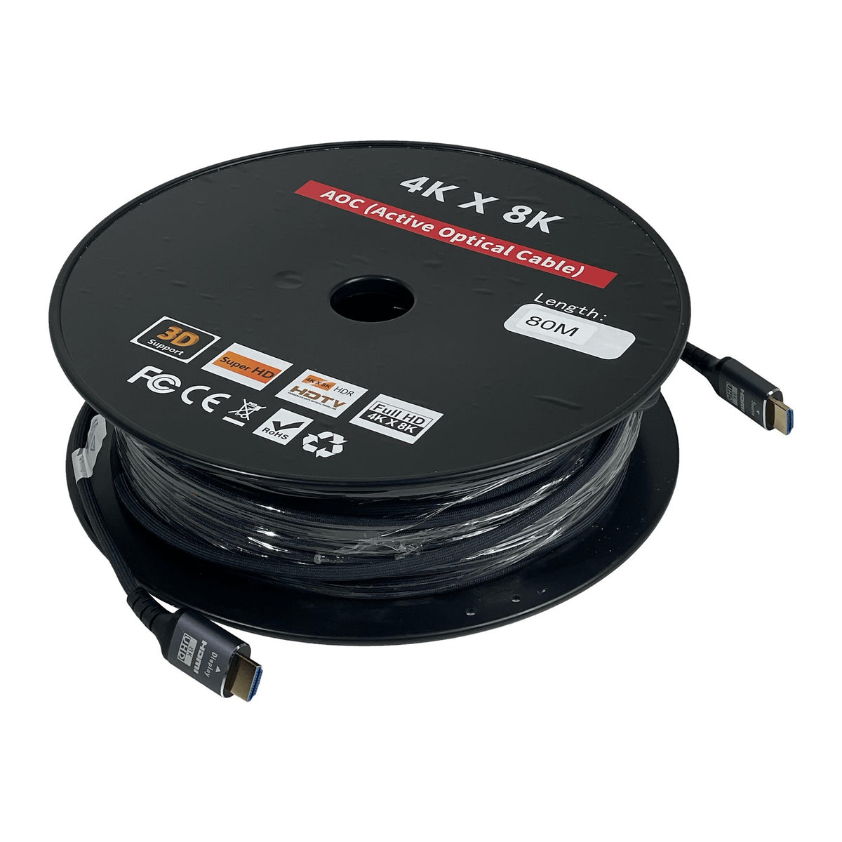 HDMI-80K 8K 80mt 4320p HDMI-M HDMI-M Cable Fibra Optica Negro v2.0 3D 4Kx8K