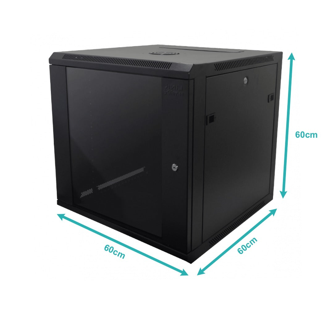 RK11-6L LINKMADE Armario Rack de Pared de 11 Unidades con 60cm de Profundidad Color Negro