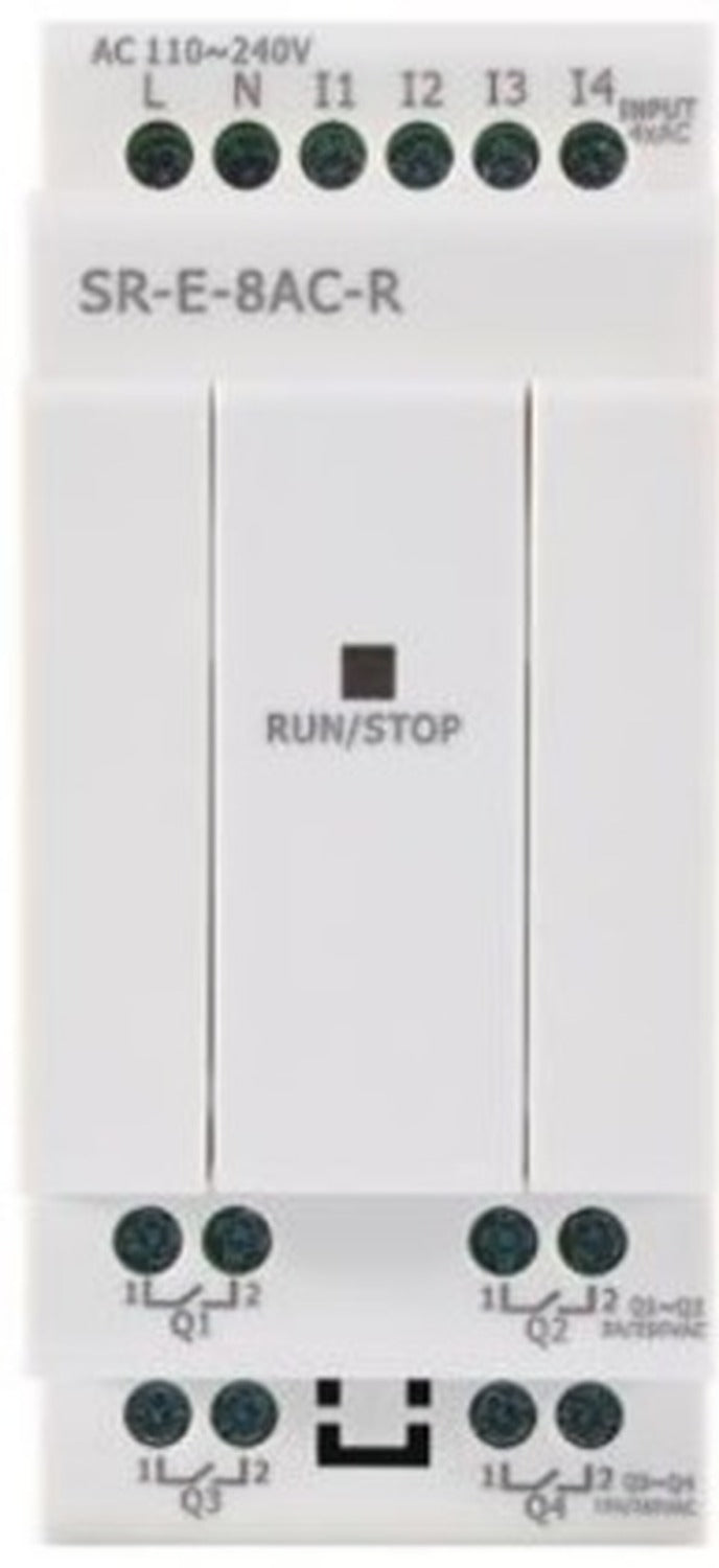 Módulo de Expansión SR-E-8AC-R, 4 Entradas Digitales 110-240VAC, 4 Salidas Relé, Alimentación AC110-240V, Rievtech