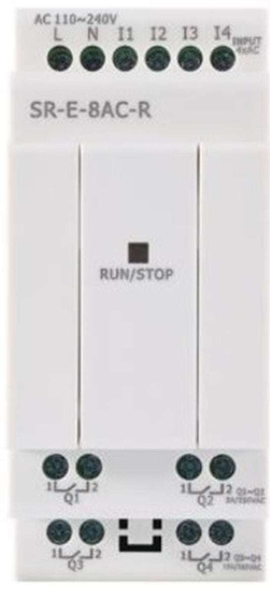 Módulo de Expansión SR-E-8AC-R, 4 Entradas Digitales 110-240VAC, 4 Salidas Relé, Alimentación AC110-240V, Rievtech