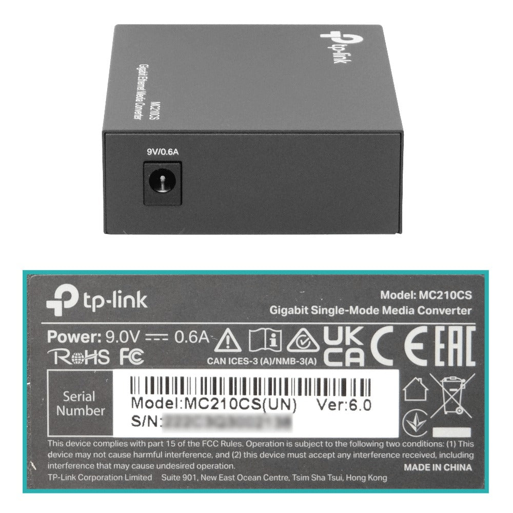 MC210CS-LIQ USADO TP-LINK Convertidor de Medio Monomodo 1000Mbps 2-SC 1310nm 15km requiere 8 puertos