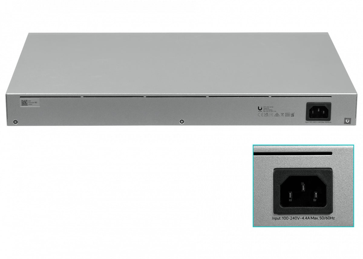 USW-48-POE. UI conmutador 195 W totales, 48 puertos 1000 (32 PoE 48af/52at), 4 SFP, requiere UniFi USW-48-POE-EU UBIQUITI