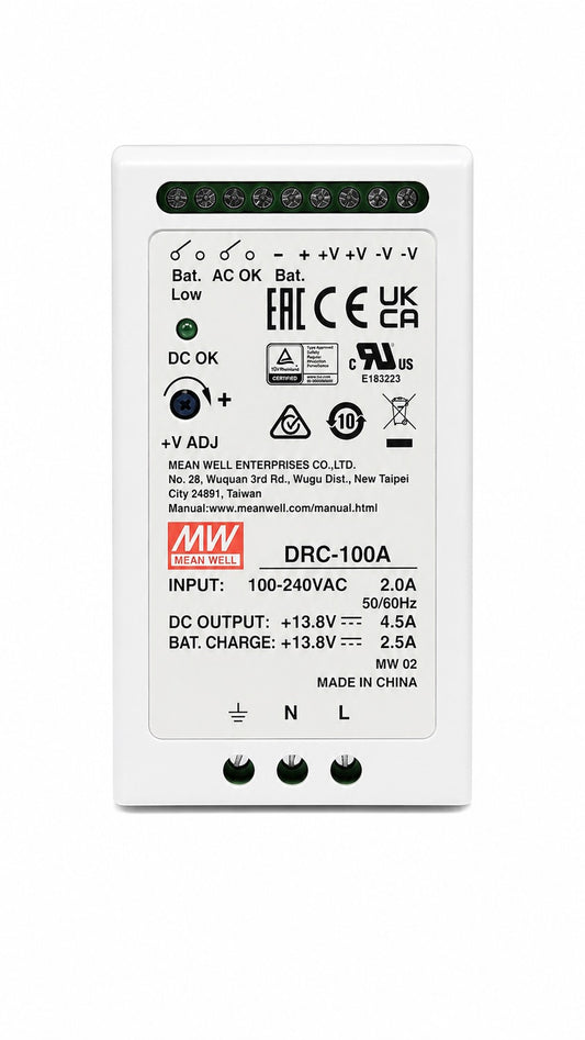 Fuente de poder riel DIN con UPS 100W DRC-100 - 27.6V / 27.6V