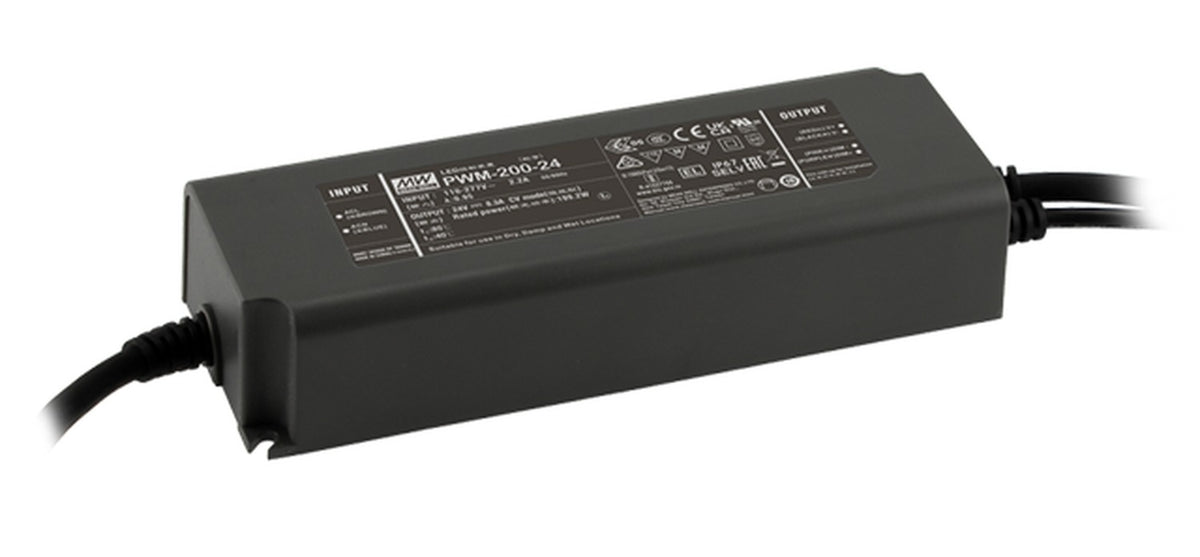 Driver LED plástico voltaje flicker IP67 PFC opción DALI DALI-2 200W PWM-200 - 12V - TY1 - Tuya (a pedido)