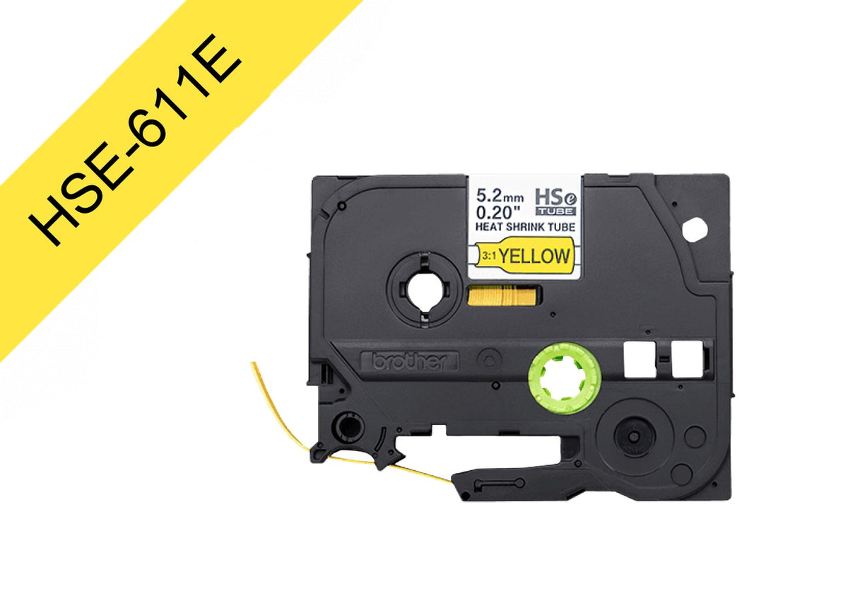 HSE-611E BROTHER 5,2mm Am Termoretractil 0,8-3,1mm Negro en Amarillo Tubo 1,5mt