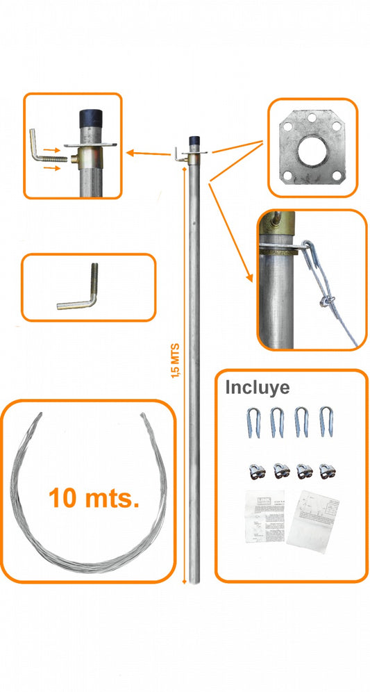 MAST-05 LINKMADE 1,5m Poste Extensible con Tensores 1-Sección-1,5m