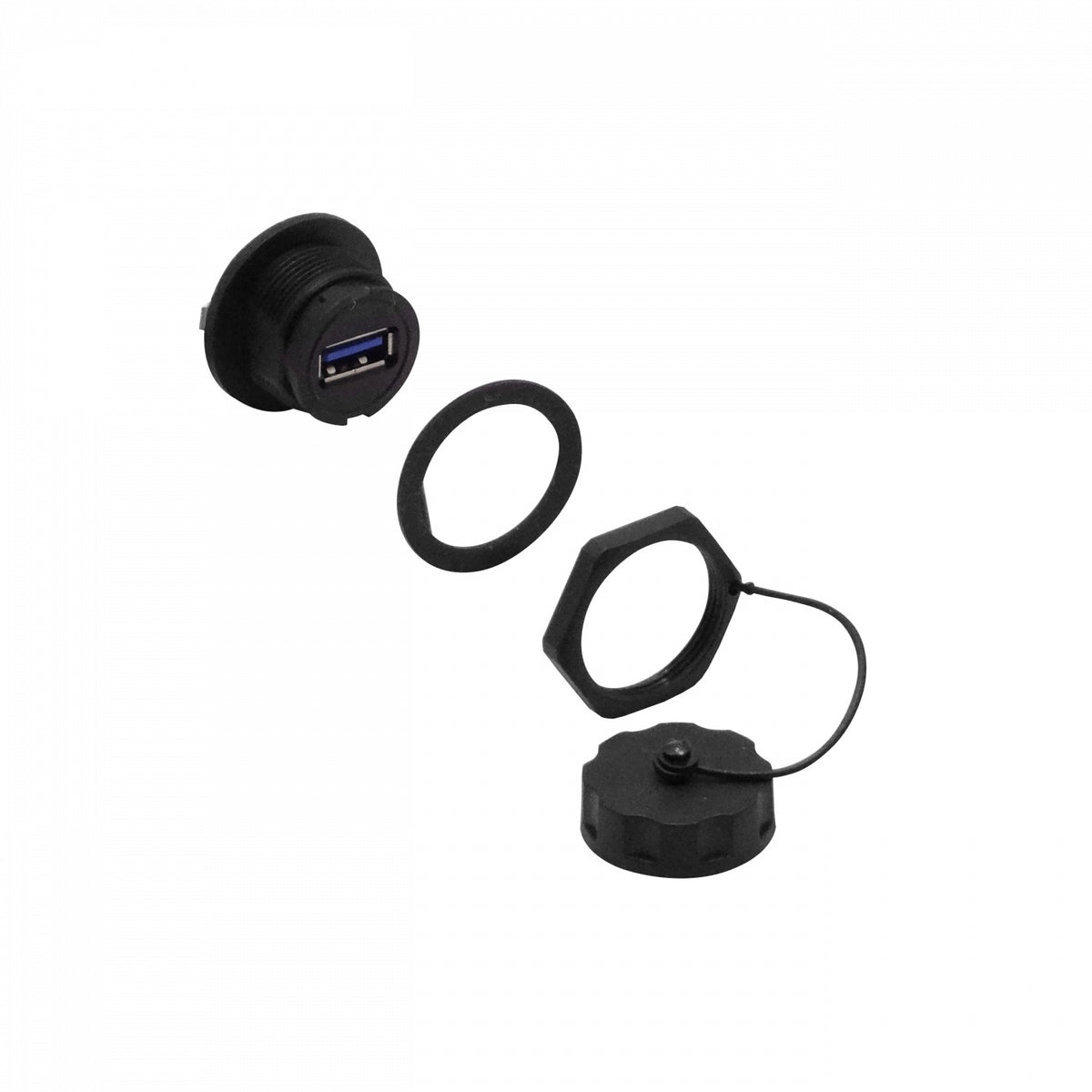 KUAAI Industrial USB3.0 A-A USB-AH-AH Negro Plástico con Protector para 1pulgada 25-27mm