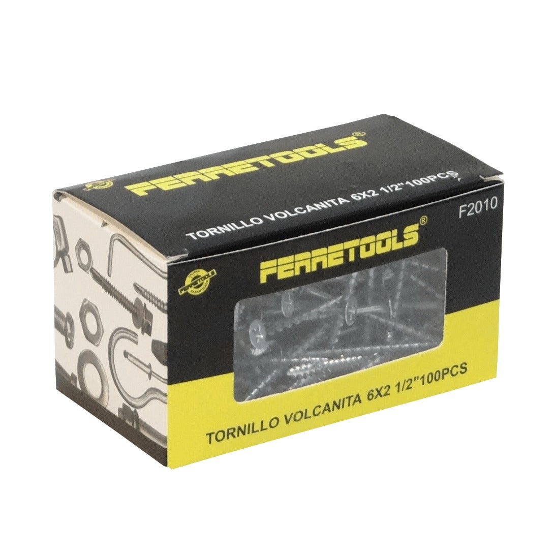 QP6-25. 100 uds. tornillo punta de broca 6x2,5 largo 63mm zincado cruz para volcanita punta 6x2 1/2