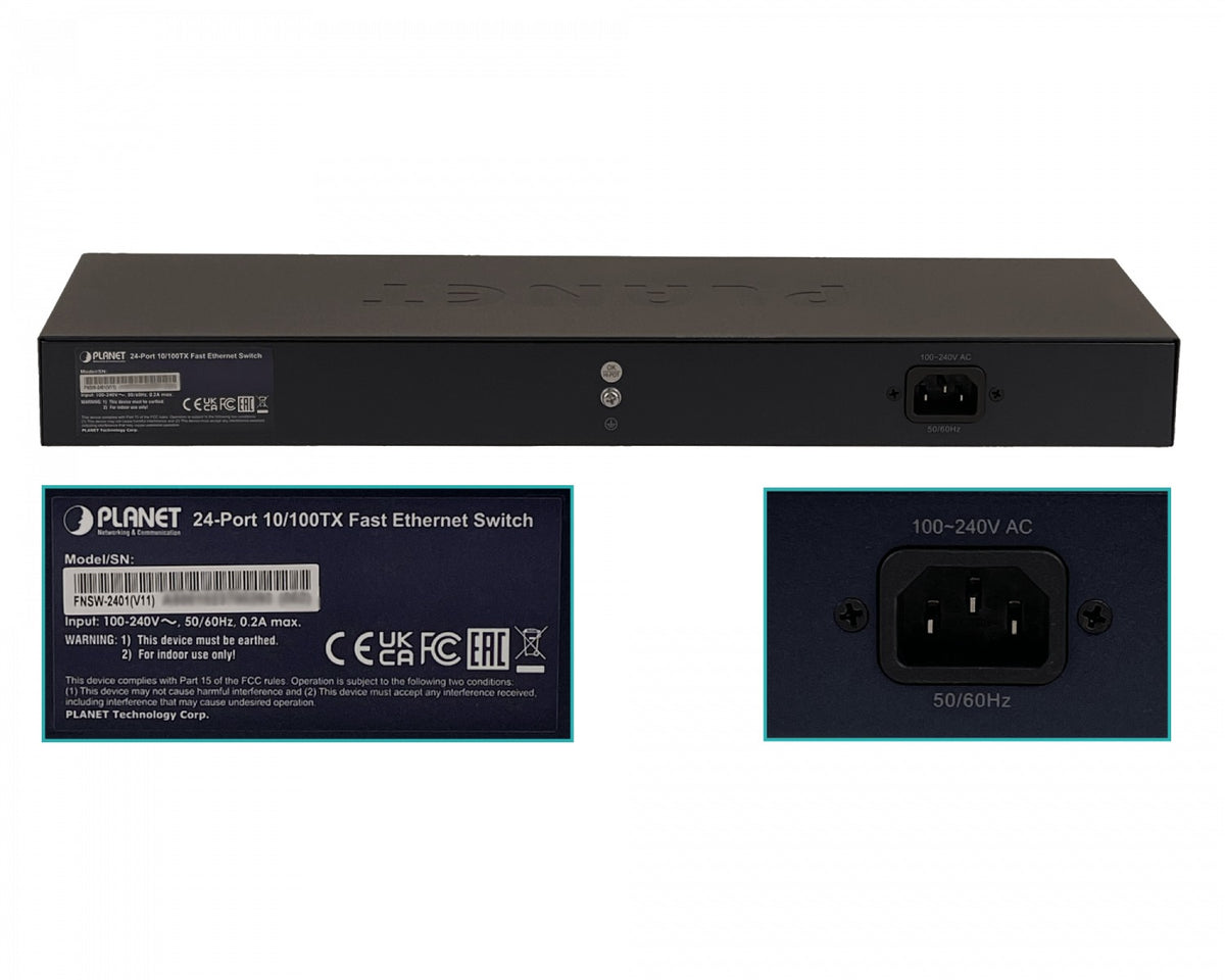 FNSW-2401 PLANET 24-100 Conmutador no-Gestionable-Capa2 Bastidor 220V-Directo Selector-de-4-modos