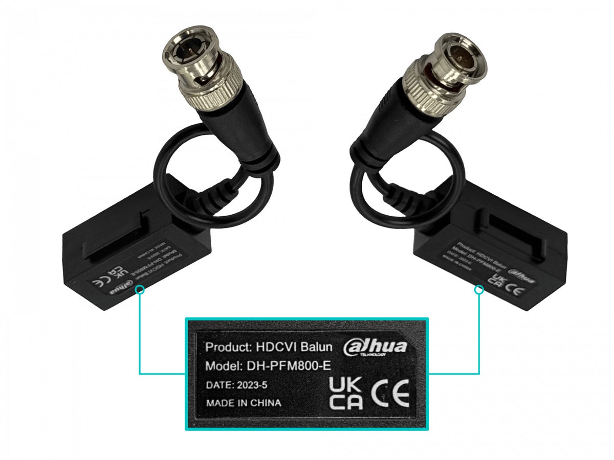 BALUN-HD DAHUA 2MP Video Balun 1-Par Pin-Push CAT5E/6 Pasivo CCTV BNC-Macho