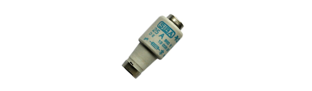 Fusible Diazed tamaño DII, 20A, curva gR (ultra rápido), marca SIBA, 500V