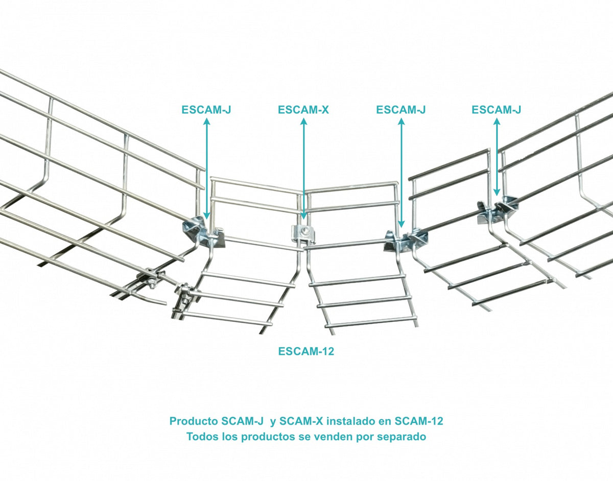 ESCAM-J LINKCHIP Pieza para Curva sin Tornill p/Escalerilla Canasto Malla Hilo