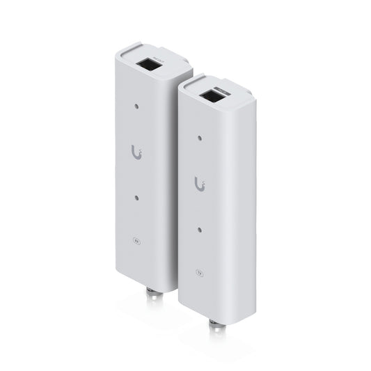 RETROFI-PO UI. Par de adaptadores extensores PoE++ de 2 hilos, con 2 conectores BNC, 2 puertos RJ45 y 2 terminales; modelo UACC-RETROFIT-POE-2WIRE de Ubiquiti.
