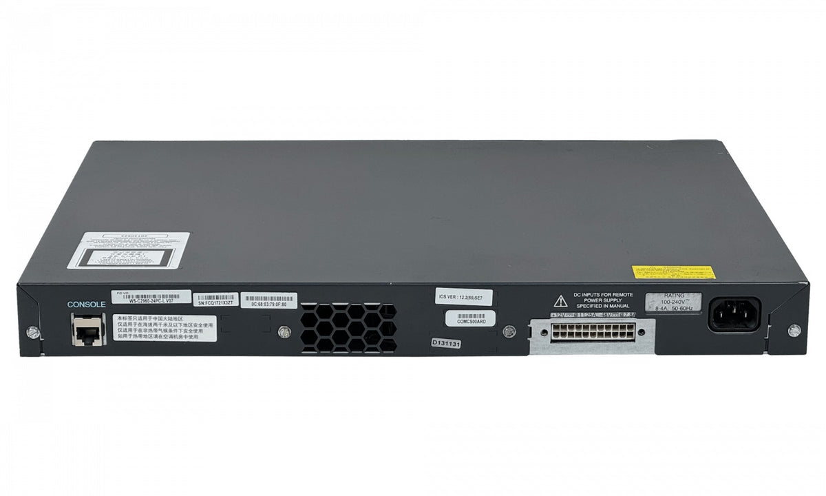 WS-C2960-24PC-L DE SEGUNDA MANO CISCO CONMUTADOR 24-PUERTOS-100Mbps-PoE 370W-TOTAL 2-PUERTOS-SFP-COMPARTIDOS TERMINAL ADMINISTRACION BASTIDOR