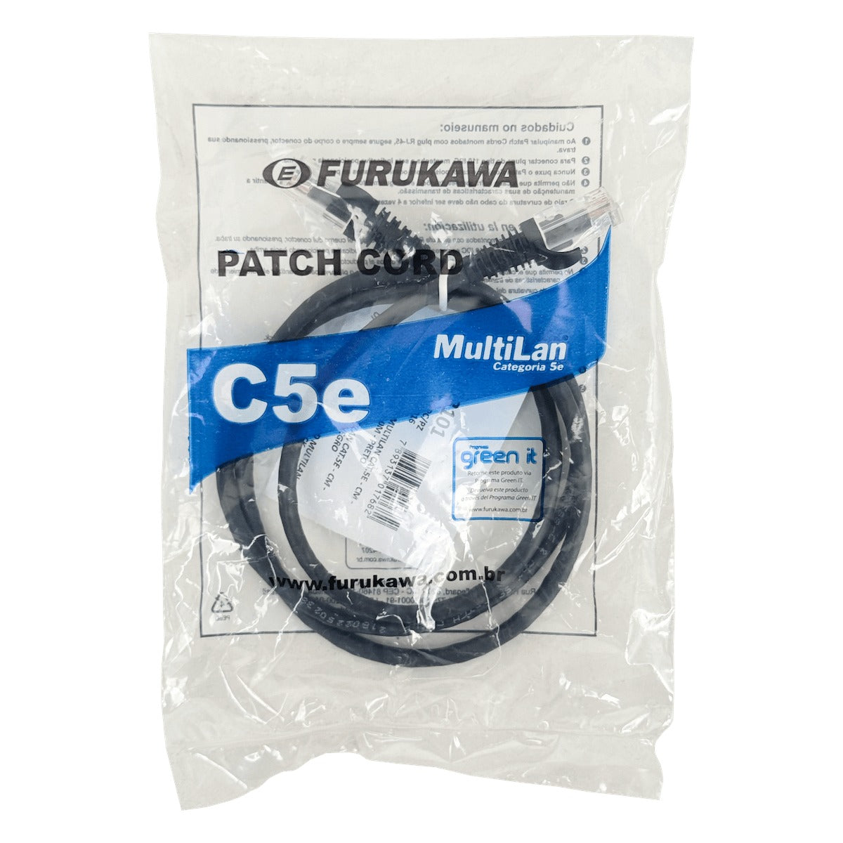 CPN-1F FURUKAWA 1mt Cat5e Negro U/UTP CM Cable Patch RJ45 Multilan 35103101