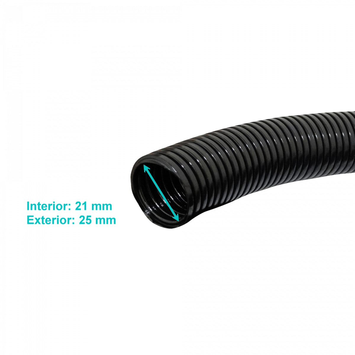 FLEP25 25mm Bobina-50mts 21mm-interno Tubería Flexible Plástica Corrugada Negra PA