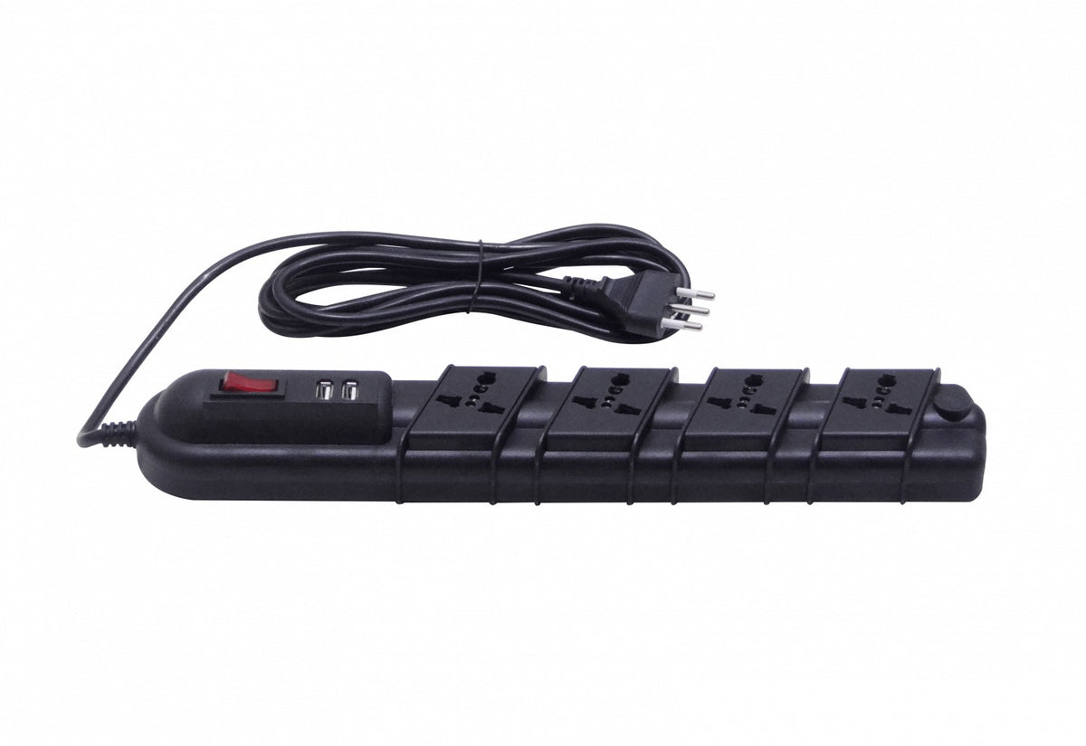 ELG-35NT RITTIG Extensión eléctrica negra 3 metros 5 tomas múltiples 2 puertos USB 5V 10A-250V 2200W con luz piloto e interruptor