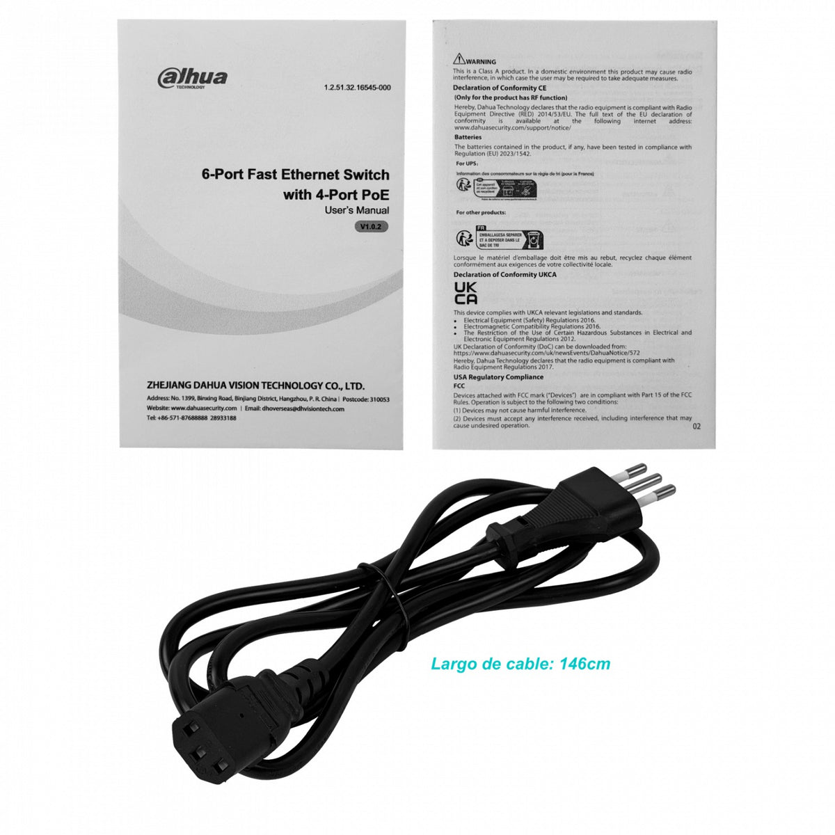 PFS3006 DAHUA Conmutador 6-100(4-PoE+af/at) 36W-total 100-240v