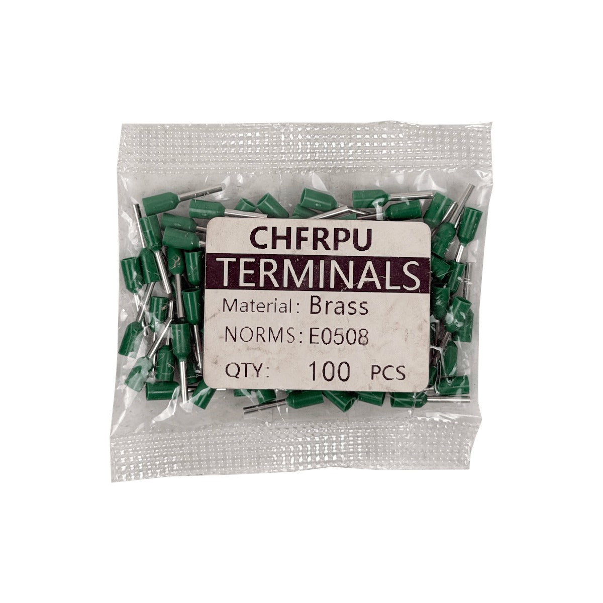 E0508-V Verde 0,5mm2 8/14mm 100-piezas AWG22 Terminales de Ferrula Aislados Engarzables