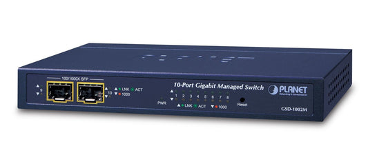 Switch de escritorio administrado SFP de 8 puertos 10/100/1000 Mbps + 2 puertos 100/1000X