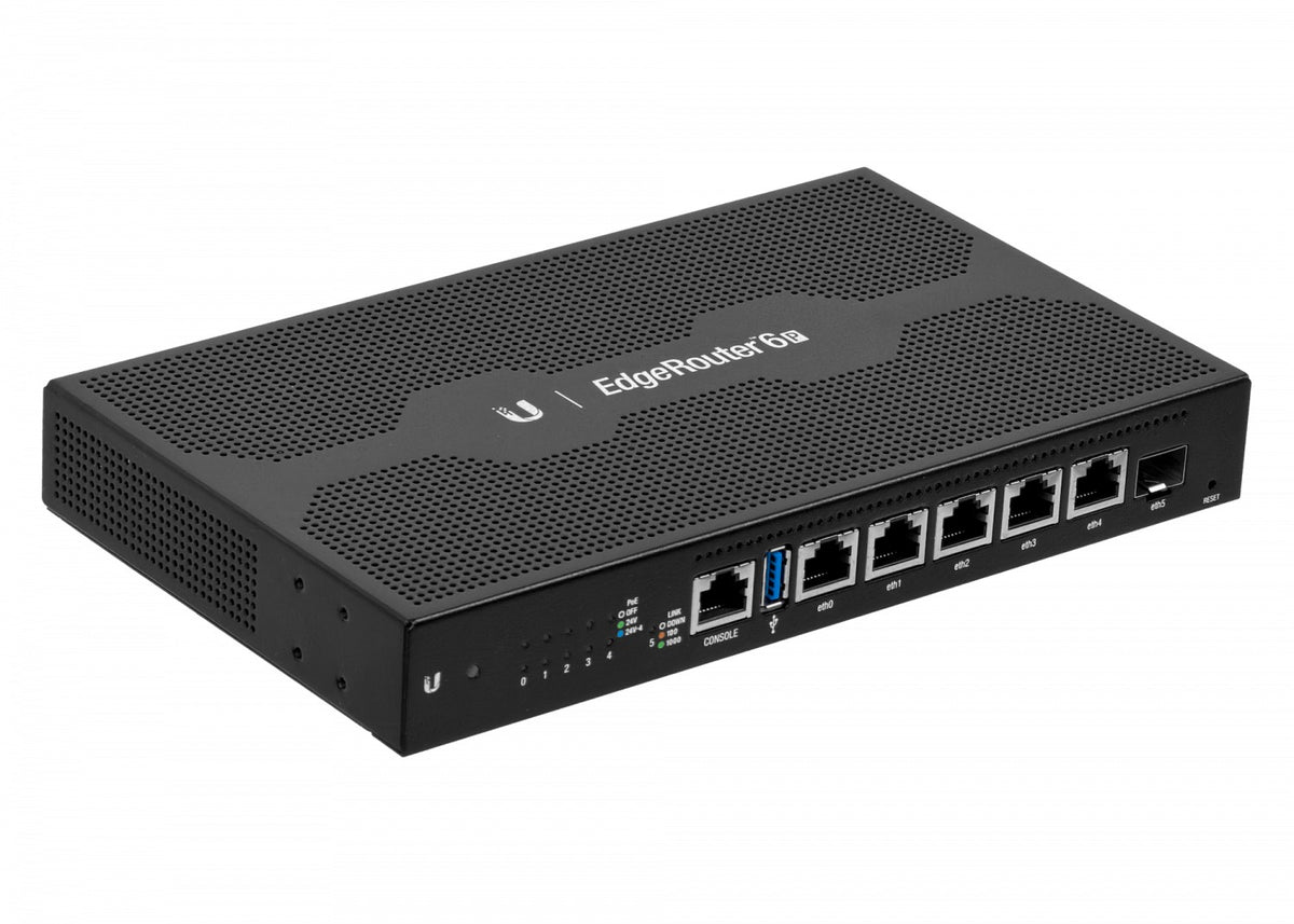 ER-6P. Enrutador UI 5-1000PoE24V 1-SFP Consola USB-RJ45 con 24V incluido Núcleo-4x1GHz ER-6P-EU UBIQUITI