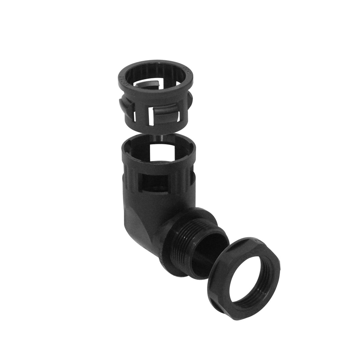 FLEP25-SC 25mm Curva Derivación Caja Empalme Ajuste p/Tubo Corrugado Plástico Negro