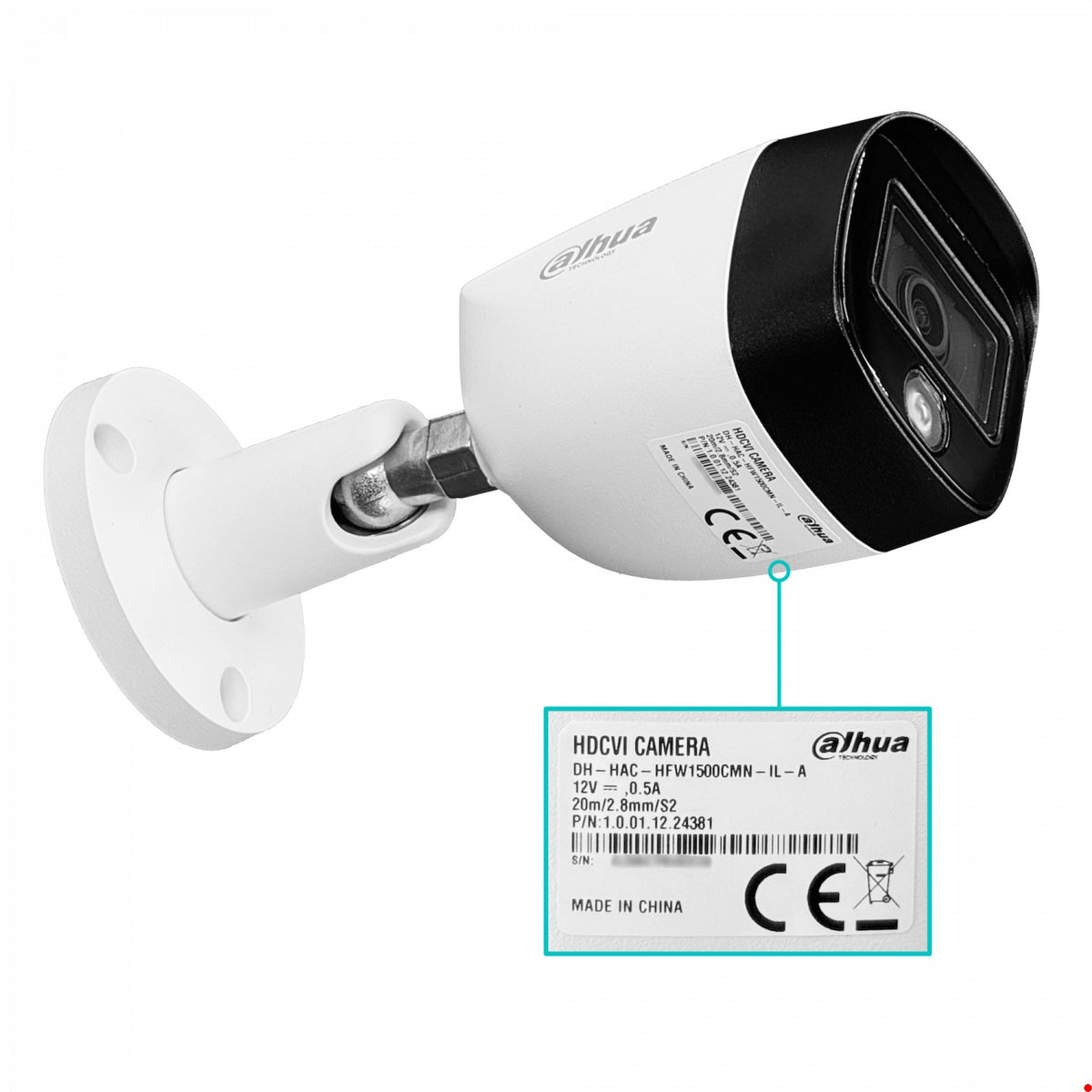 1500CM. DAHUA Bala 5mp fijo-2,8mm HDCVI Audio Camara Analoga IR20m 16:9 IP67