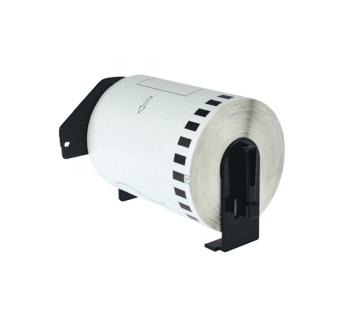 DK2243. Rollo continuo adhesivo de papel de 101 mm de ancho y 30,4 m de largo, impresión negra sobre fondo blanco, compatible con equipos QL de Brother.