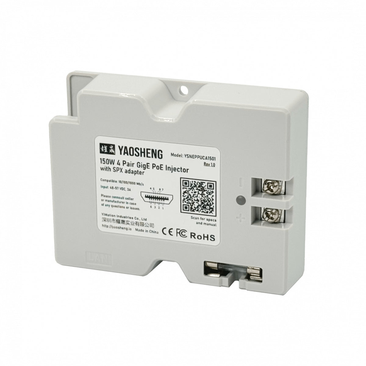 STAR-RJ45 Adaptador para Starlink V2, 1 puerto a 1000Mbps, entrada 48-52VDC 3A 150W, inyector sin cable incluido