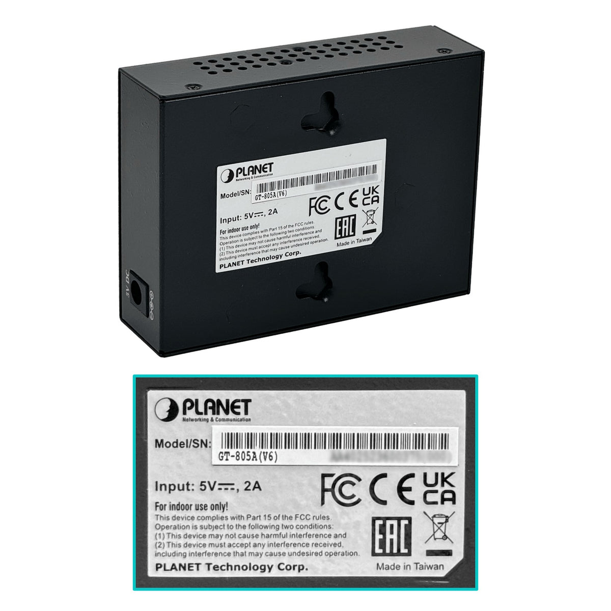 GT-805A Planet 1-1000 1-SFP Convertidor de Medios Gigabit Semi-Gestionable inc-5VDC/2,5A