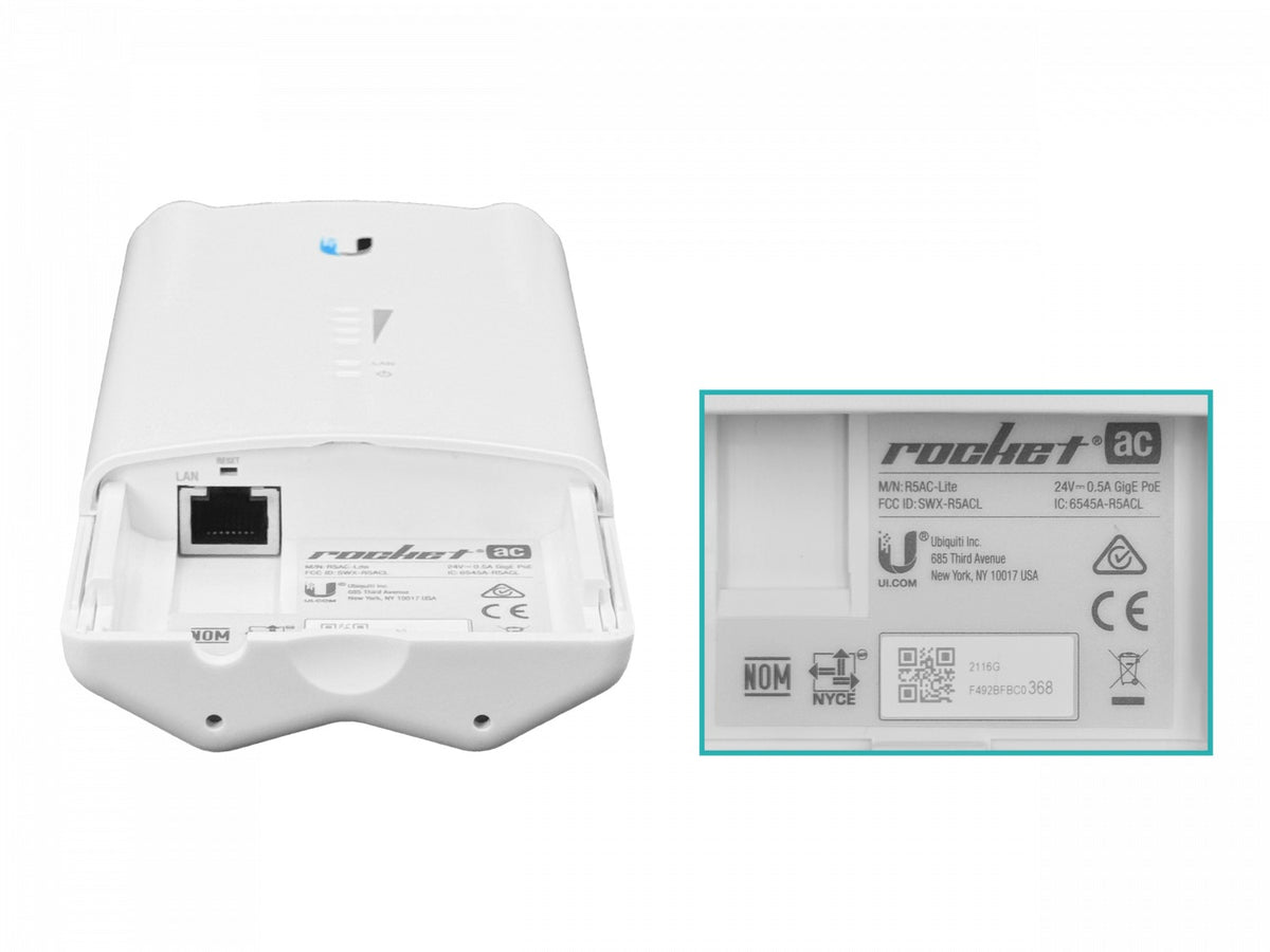 R5AC-LITE. Interfaz de usuario 5,1-5,9 GHz PTP/PTMP 1-1000 2-RPSMA incluye PoE24 27 dBm 20-26 VCC RM5-AC-PTP-LITE. UBIQUITI