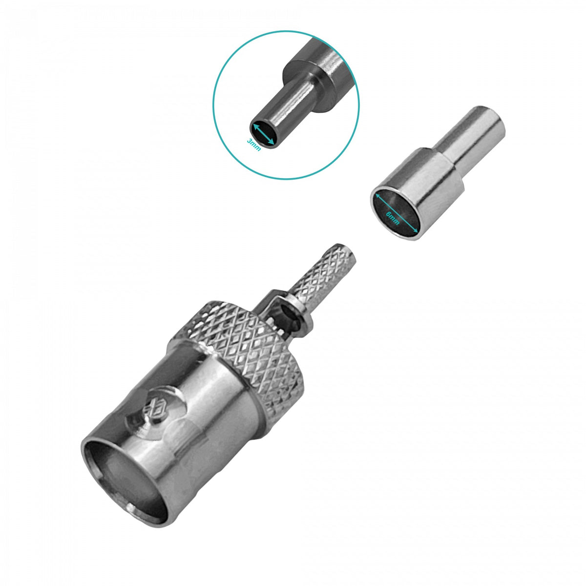 BH1C Hembra-BNC RG316 Conector Coaxial para Crimpar CA100 RG174