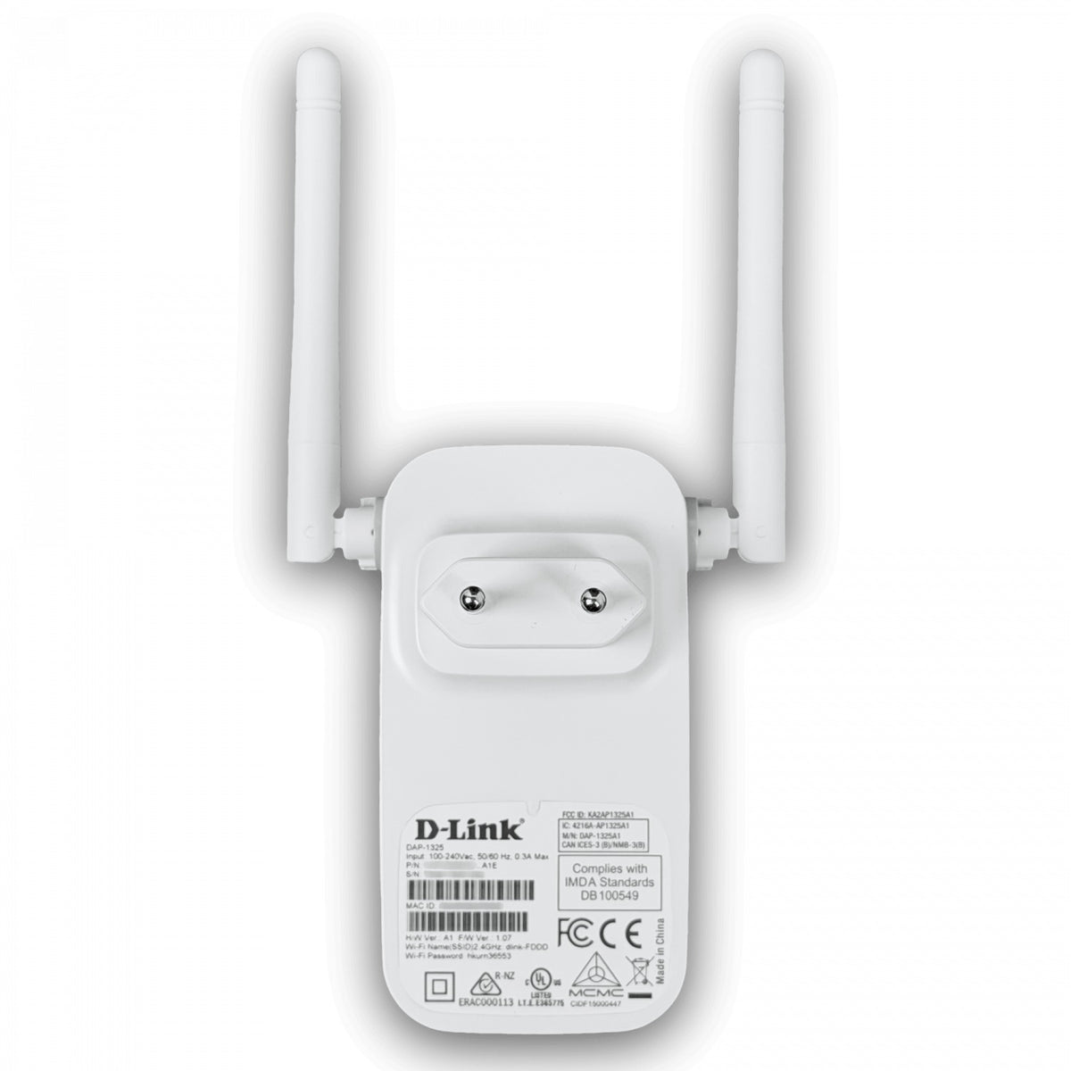 DAP-1325 D-LINK N300 2,4GHz Extensor de señal para interiores 1-100 2-Antenas-Integradas