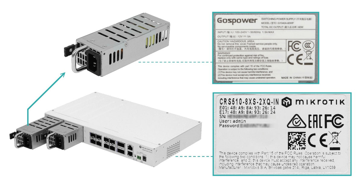 CRS510-8XS-2XQ-IN MIKROTIK 8-SFP28 2-QSFP28-100G 1-100 L5 2-220VAC req-cables-C13