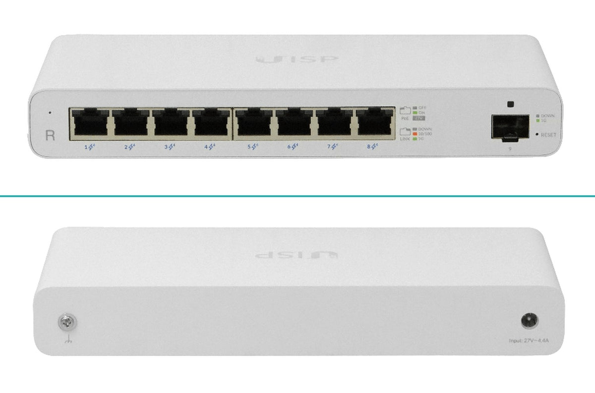 UISP-R. Enrutador UI MicroPop 8-1000-PoE24V 110W-total 1-SFP BT incluye-27V/120W UISP-R-EU UBIQUITI