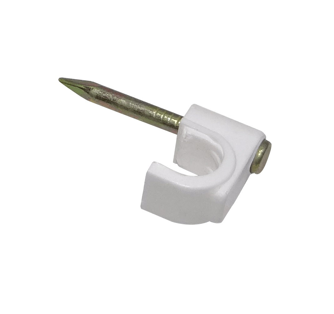 GRAMPA-C6W KALOP 50 unidades C6 Blanca 6x6mm Clavo-15x2mm Galvanizado Fijación para cable coaxial