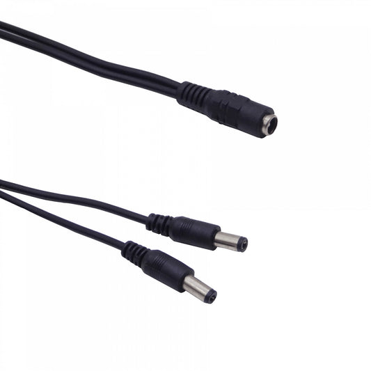 DCJ2P 1-DC-H a 2-DC-M Cable Separador 5,5x2,1mm Longitud11mm 22cm+22cm Negro