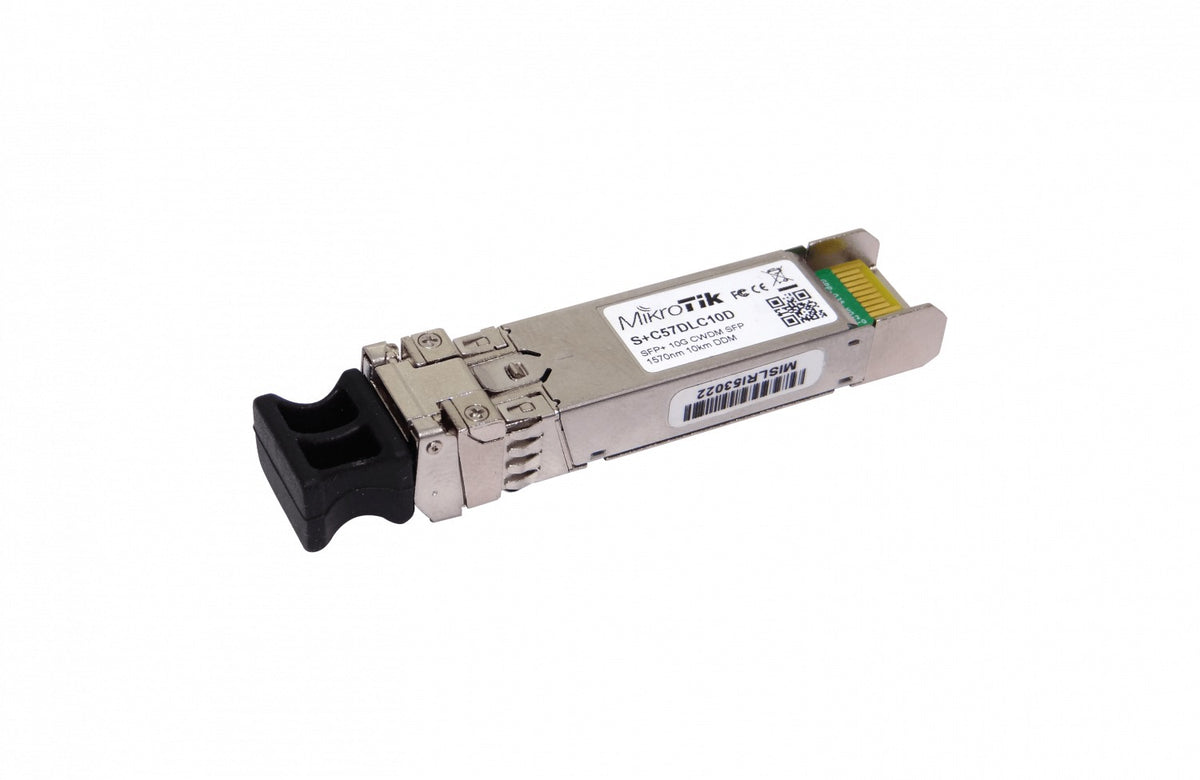 S+C57DLC10D MIKROTIK Transceptor Óptico 1570nm 10G Monomodo 10km Doble LC SFP+ DDM para Multiplexor CWDM-MUX8A Individual