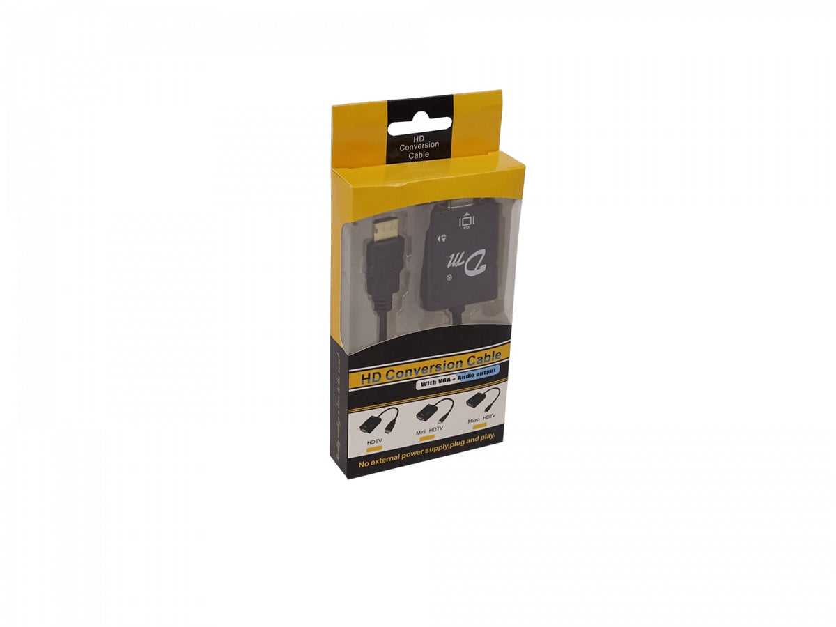HDMIVGA Adaptador Conversor de Video de Entrada HDMI Macho a Salida VGA/DB15 Hembra con Audio Estéreo 3.5mm Macho