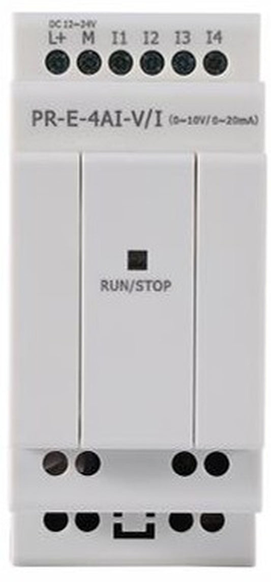 Módulo de Expansión PR-E-4AI-V/I, 4 Entradas Análogas 0-10V o 0-20mA, Alimentación DC12-24V, Rievtech