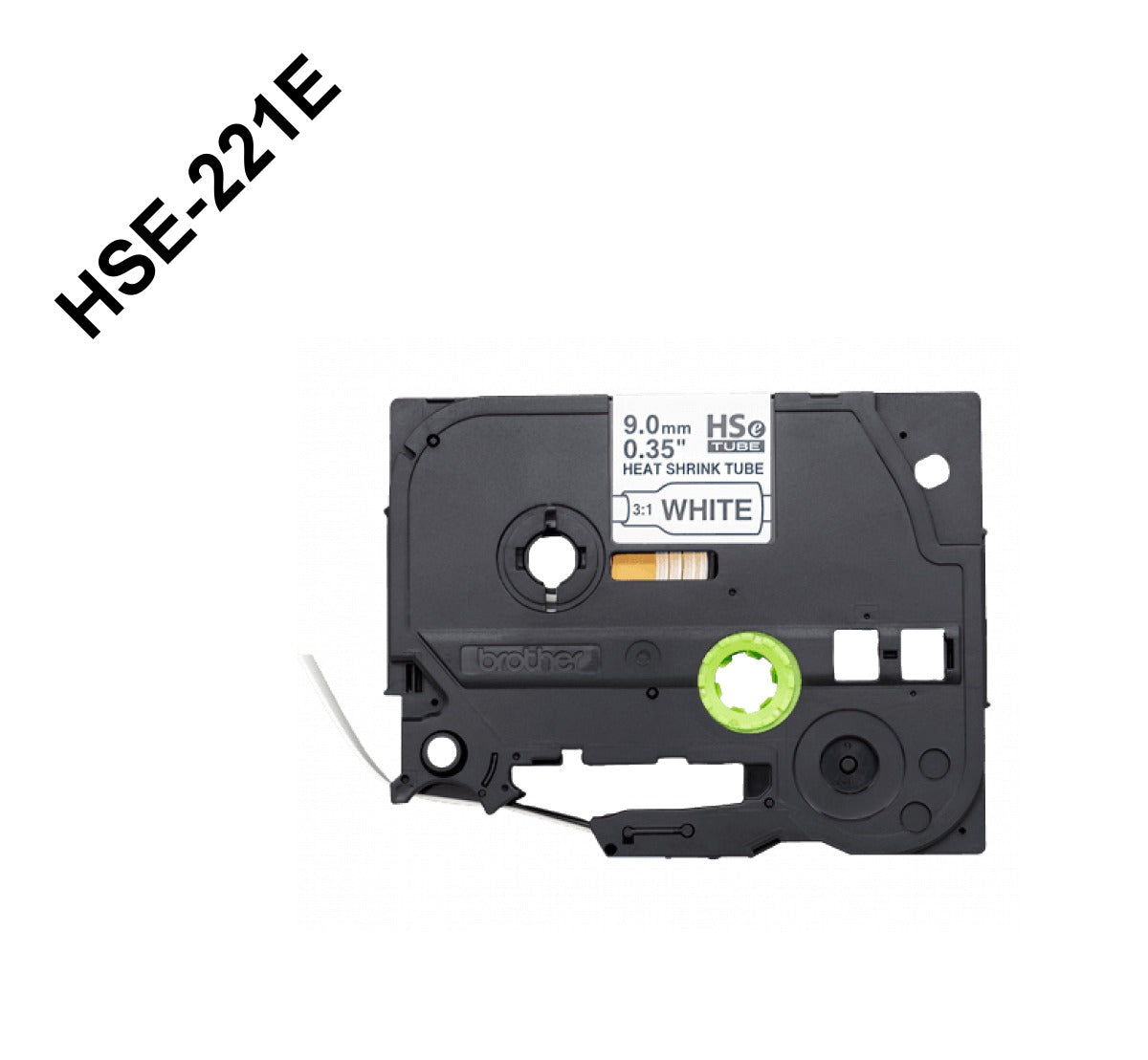 HSE-221E BROTHER 9mm Termocontraíble 1,6-5,4mm Negro sobre Blanco Tubo 1,5 metros