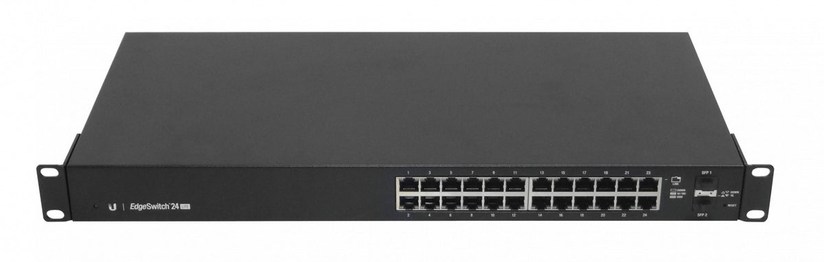 ES24-LITE. Switch gestionable Ubiquiti de 24 puertos 1000, 2 SFP, consola RS232-RJ45, para rack, alimentación 220VAC/25VDC ES-24-LITE-EU. UBIQUITI