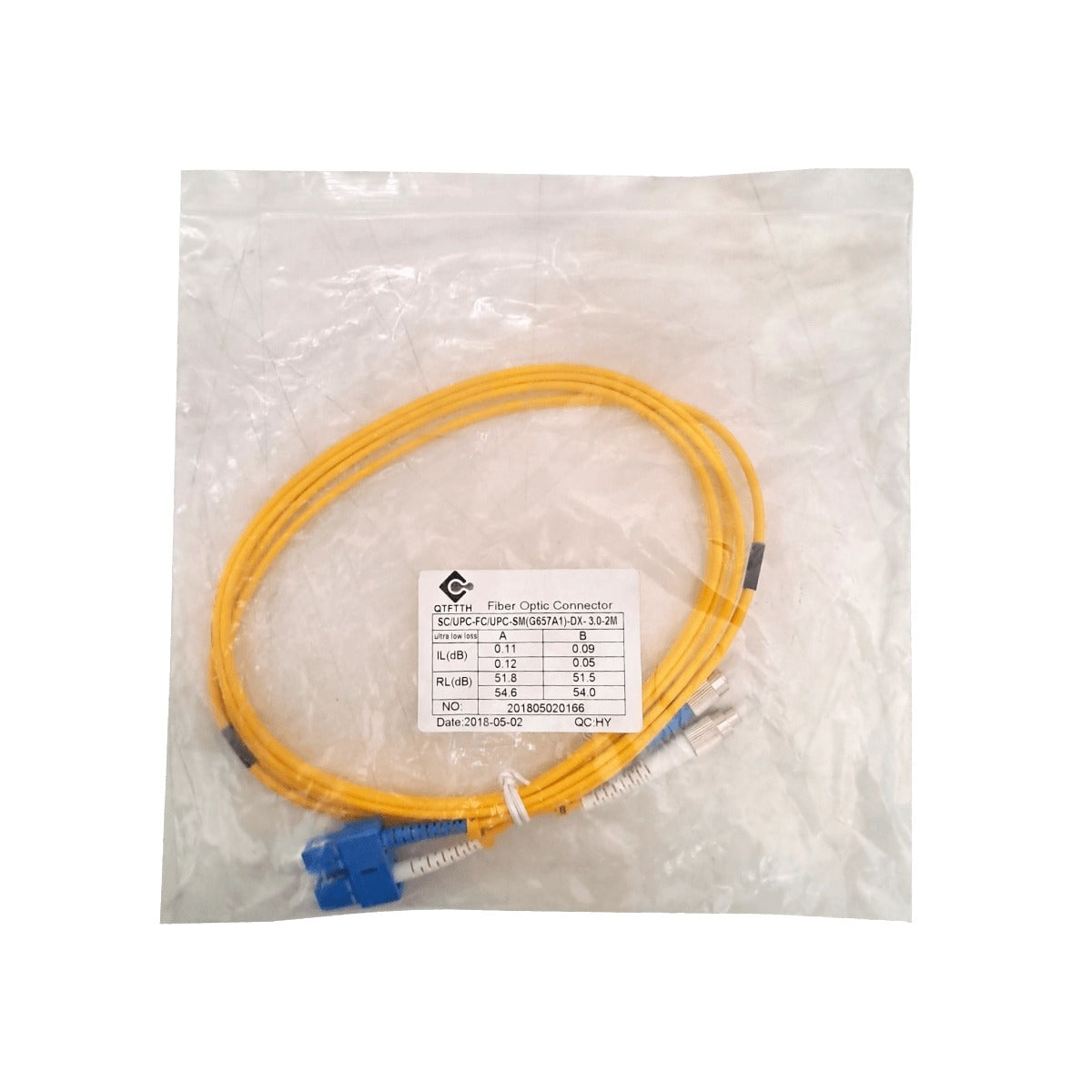 JFSCF2 2metros SC-FC MONOMODO SM DUPLEX LATIGUILLO CABLE FIBRA OPTICA 9/125um 3.0mm