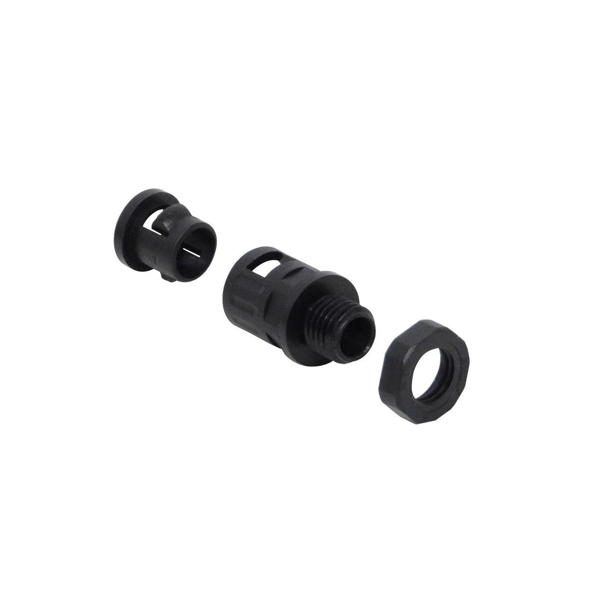 FLEP10-SA 10mm Salida Caja Prensa Estopa p/Conduit Flexible Plastico Negro