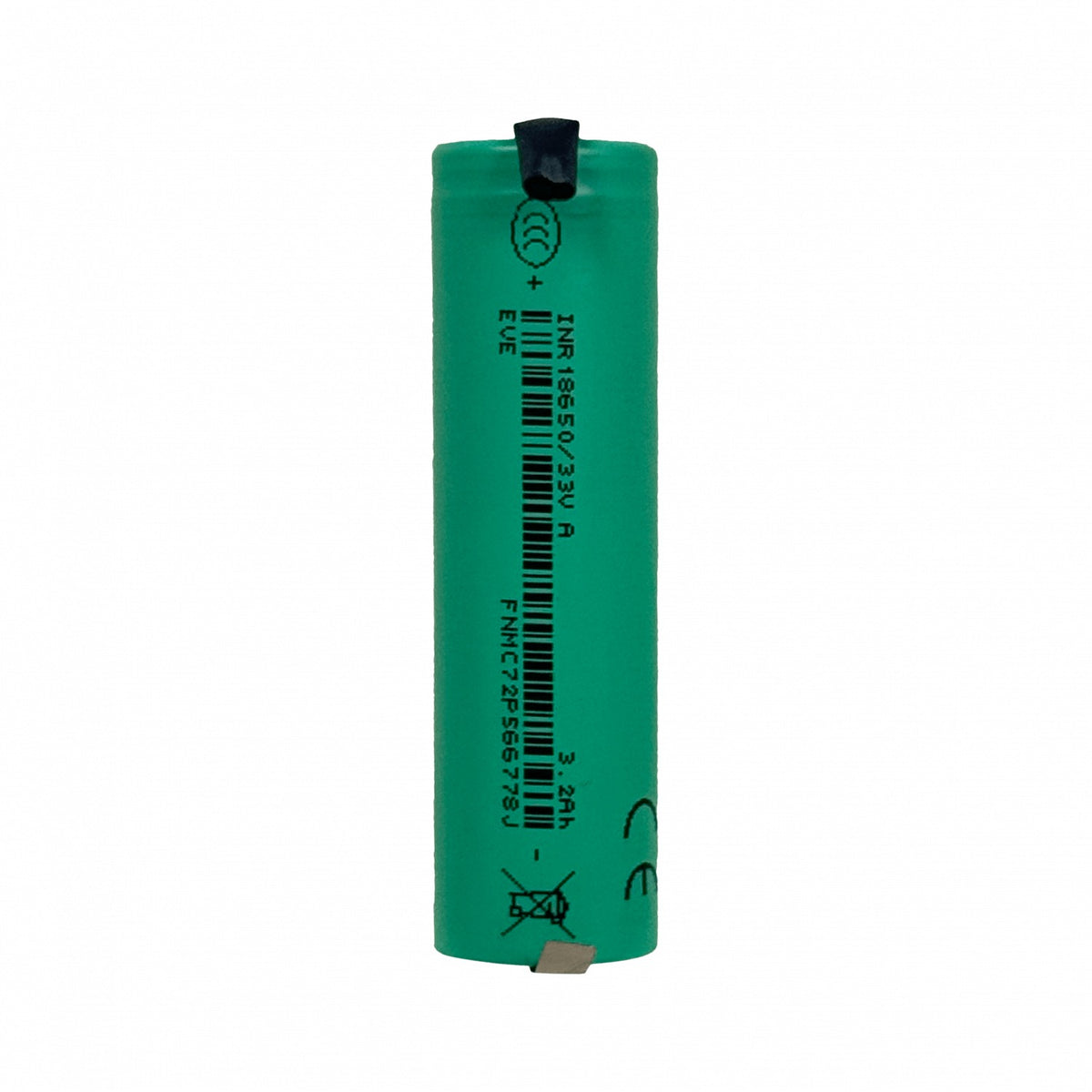 18650-P 18x65mm 1-Celda Soldable 3,7V 3200mAh Ion-Litio Recargable Acumulador 11,84Wh