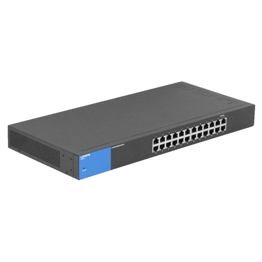 LGS124 LINKSYS Conmutador Gigabit de 24 puertos 10/100/1000 no administrable para montaje en rack, entrada C13 100-240VAC, versión 2