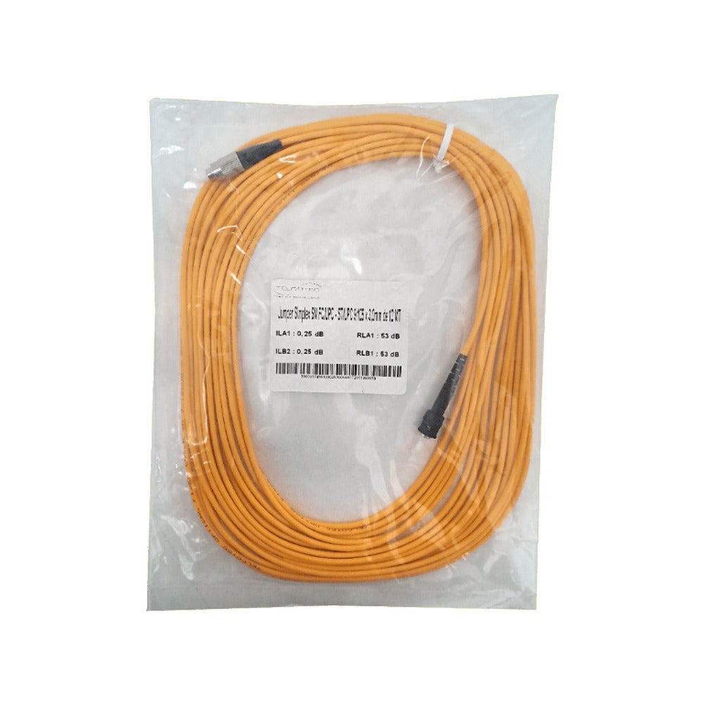 JFSTF12X Cable de Fibra Óptica Simplex Monomodo ST a FC 12 metros 3.0mm 9/125um LSZH